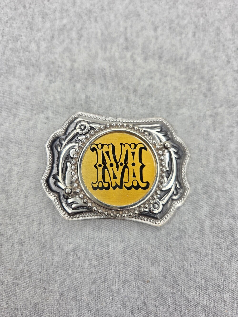 Vintage Initial M Monogram Western Wear Font Heavy Belt Buckle Silver Tone